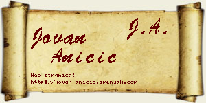 Jovan Aničić vizit kartica